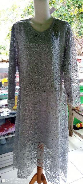 Realpict!!!semi Gamis Umbrella Mutiara Atasan Bhn Brukat+plisket Bhn Batik Silk Size M L Xl Xxl