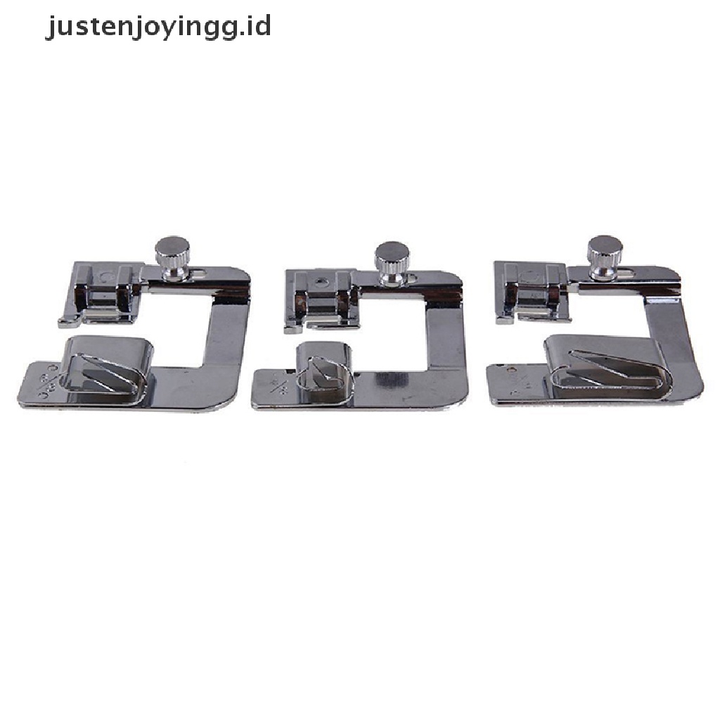 // justenjoyingg.id // 3Pcs Hemming Cloth Strip Presser Foot Sewing Machine Hemmer Rolled Hem ~