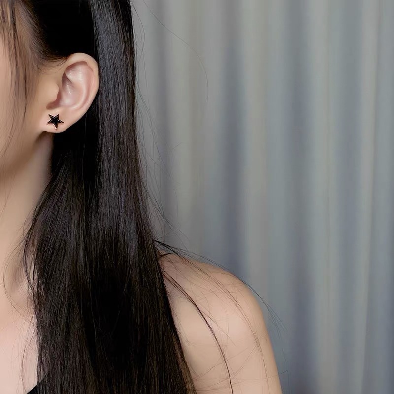 Anting Tusuk Motif Bintang Kecil Bahan titanium steel Untuk Wanita