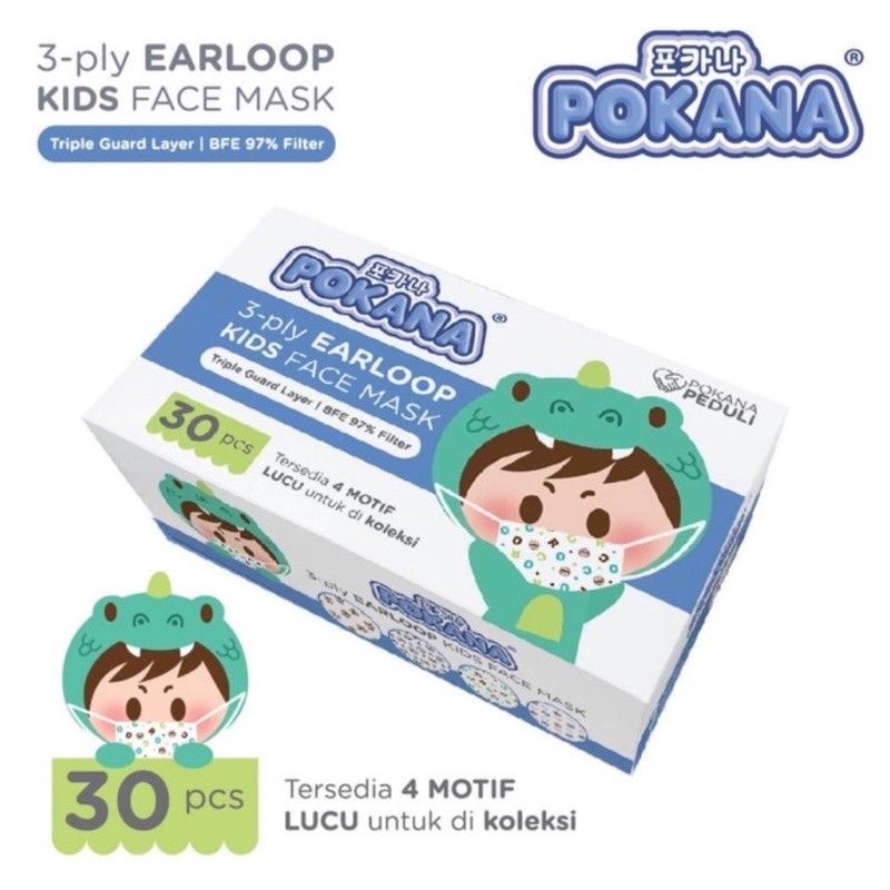 Pokana 3ply Earloop Surgical masker anak box