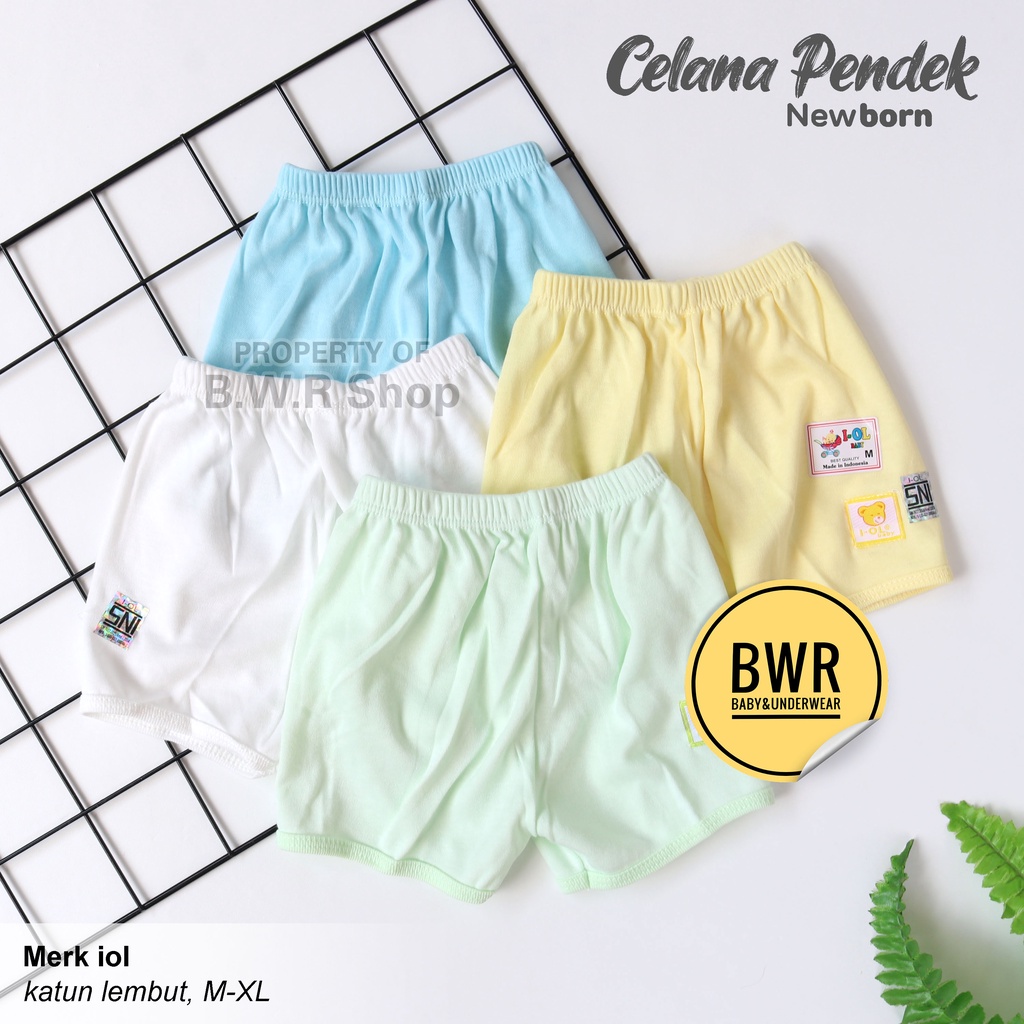 Celana IOL PENDEK Warna Polos / Celana Anak SML Katun Karet Kerut  | Bwr