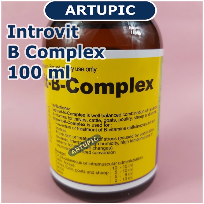 Introvit B Complex 100 ml Obat pencegah stres pada ternak Konsentrasi Tinggi Biotin Hewan Mencegah stres mengobati defisiensi vitamin B Memperbaiki konversi pakan FCR Sapi Kambing Babi Ayam Domba Kuda