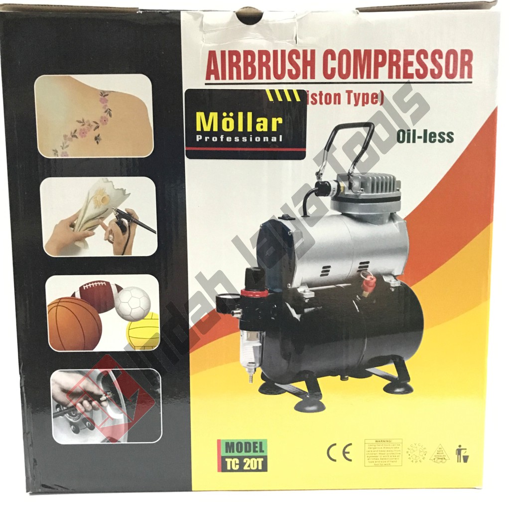 MOLLAR Mini Kompresor Oilless Air Brush TC-20T - Compressor Oiless Angin