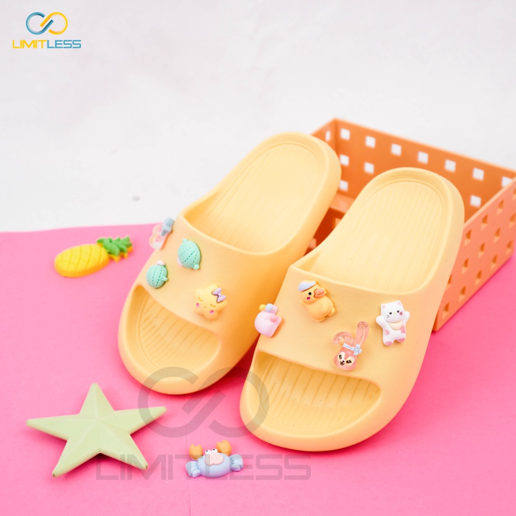 Sandal Slop Anak Unisex Anti Slip Sendal Anak STIKER 3D Clay Sandal Karet Anak Perempuan Laki Laki Casual