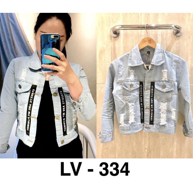 EDISI TERBARU CROP RIPPED DENIM JACKET LV-334 U002F JAKET WANITA CEPETAN..