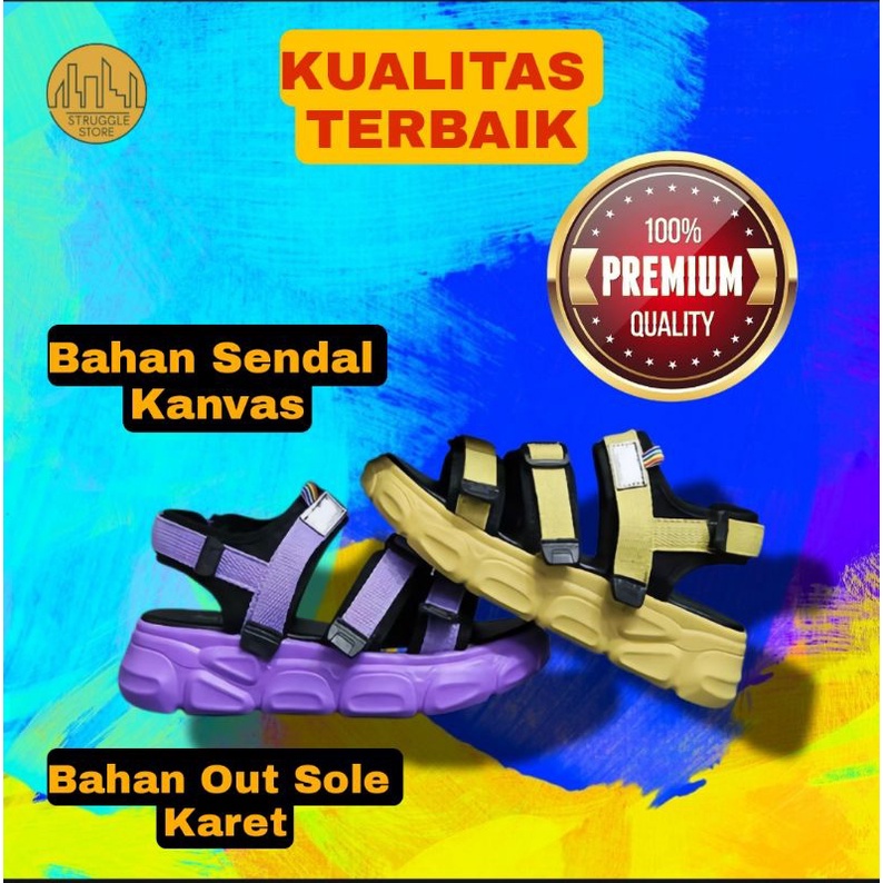 Sepatu Sendal Sandal Wanita Tinggi Jalan Tali Gunung Kulit Main Sehari Hari Import Korea Hitam Murah