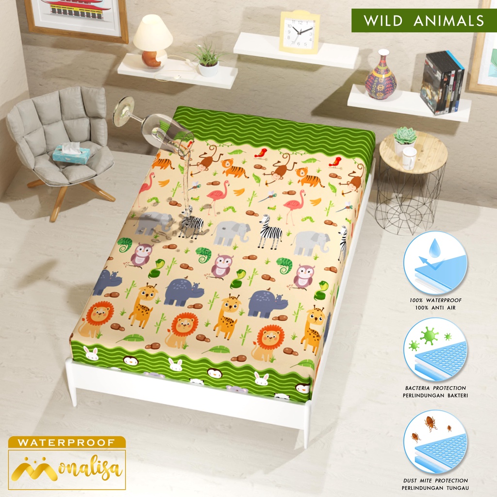 Monalisa Waterproof Sprei Uk 100/120 - Wild Animals