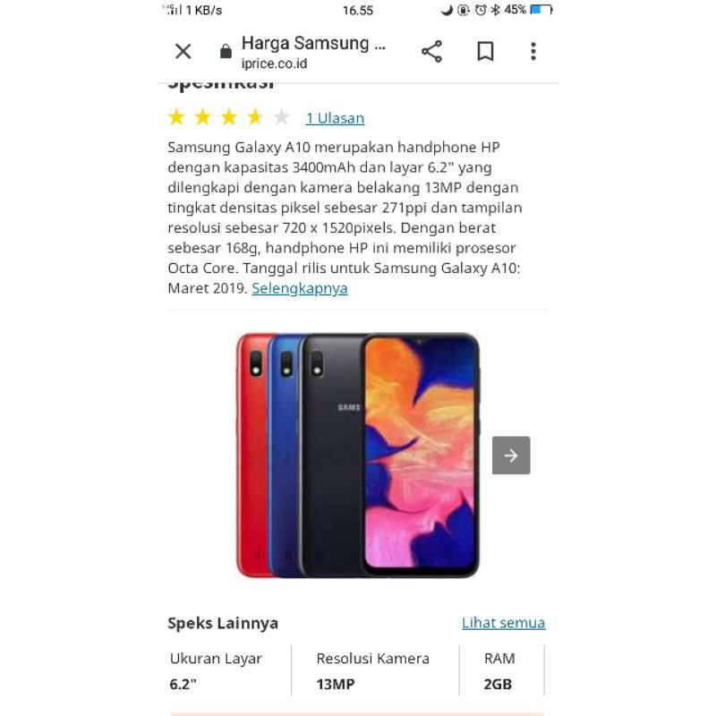 hp samsung a10