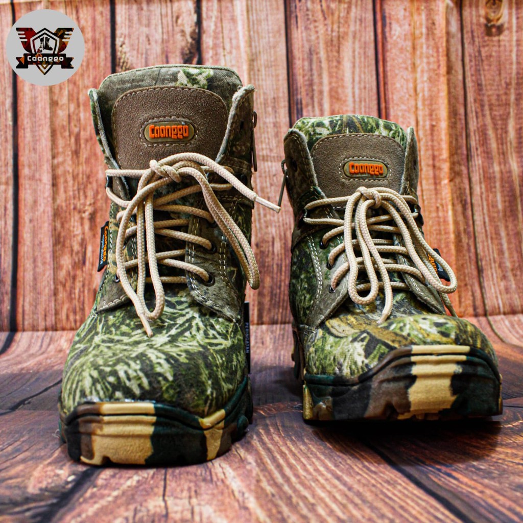 SEPATU SAFETY BOOTS CAMO HUNTING/BERBURU,SAFETY UJUNG BESI,TINGGI 6 INC