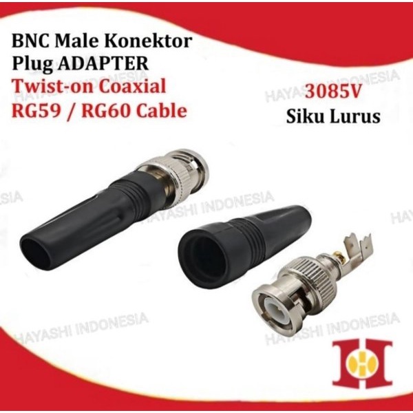 Connector Jack Konektor Jek BNC Drat CCTV RG6 RG59 Male Female Taiwan - 5pcs