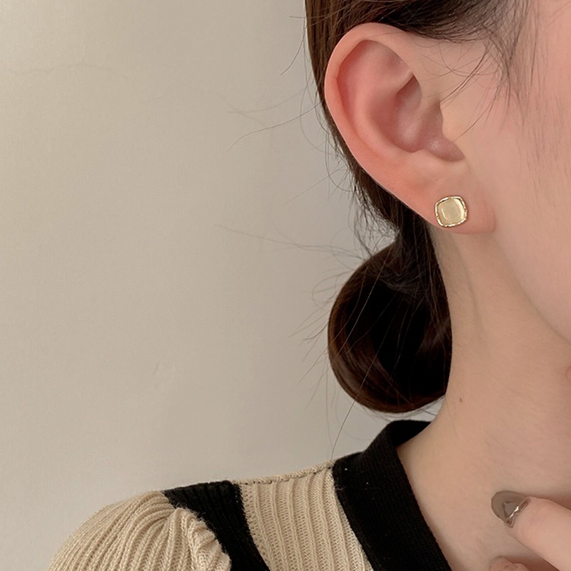 We Flower 6pcs / Set Anting Tusuk Lapis Emas 14k Desain Geometri Hias Opal Gaya Vintage Untuk Wanita