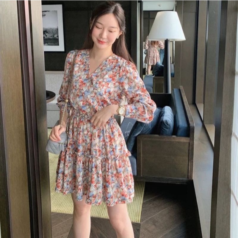 MDLV ~ 1774# Winona Mini Dress Flower Dress Korea Look Fashion import