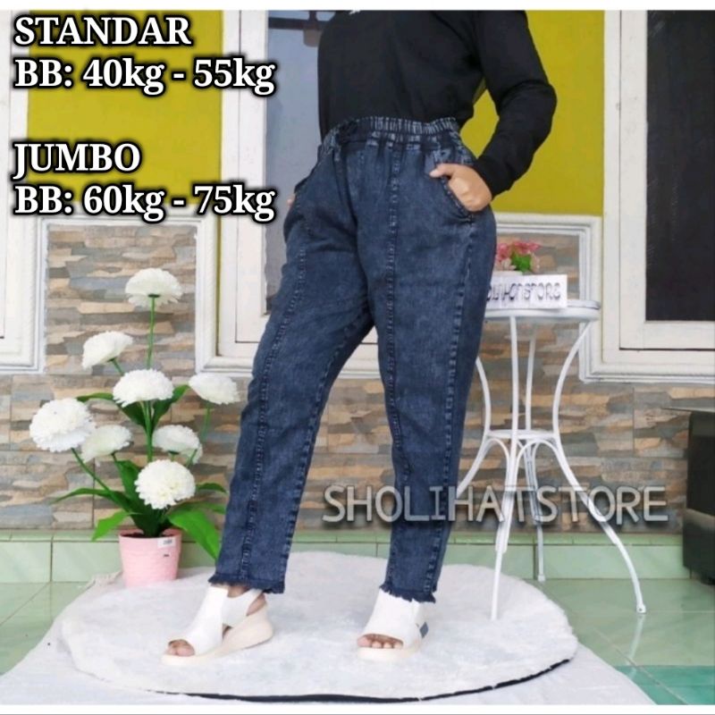 BAGGY PANTS JEANS RAWIS UKURAN STANDAR DAN JUMBO / CELANA BAGGY PANTS JUMBO WANITA RAWIS MOTIF SNOW JEANS / CELANA WANITA JEANS RAWIS TERBARU /  CELANA PANJANG JEANS WANITA TERBARU / CELANA BOYDRIEND RAWIS / CELANA  BOY FREN WANITA / BEGGY RAWIS MEREK JOY