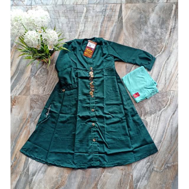 Gamis Anak Dannis size 3, JA D Button hijau