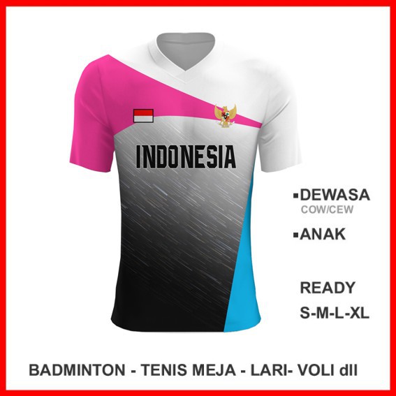Baju Kaos Jersey Olahraga Badminton Pingpong Lari Volly 1306 - Jersey Voli Wanita Custom