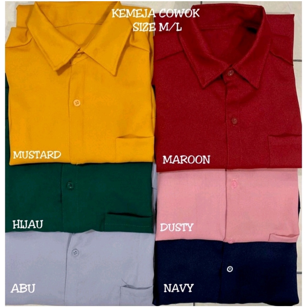 KEMEJA POLOS COWOK / KEMEJA PRIA / KEMEJA PRIA LENGAN PANJANG/ KEMEJA MURAH / ADA SIZE , XL , XXL