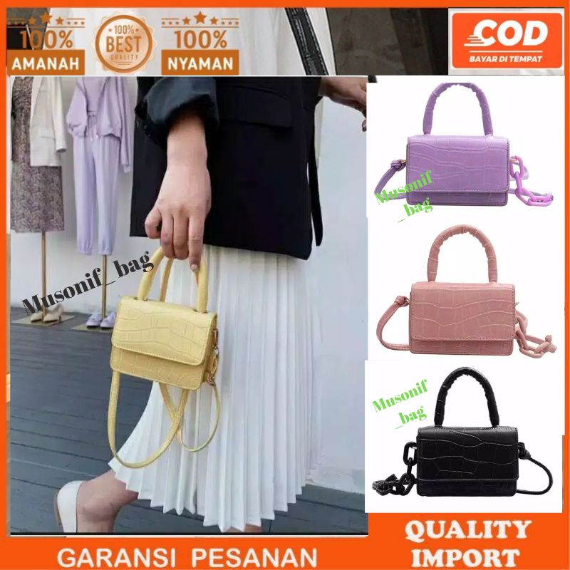 (cod) termurah!! tas mini croco/Tas selempang/tas kecil wanita/Tas Sling bag