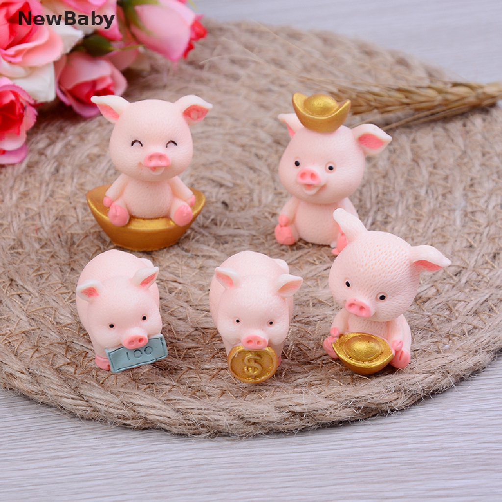 5pcs / set Miniatur Babi Lucu Dekorasi Taman Peri Diy