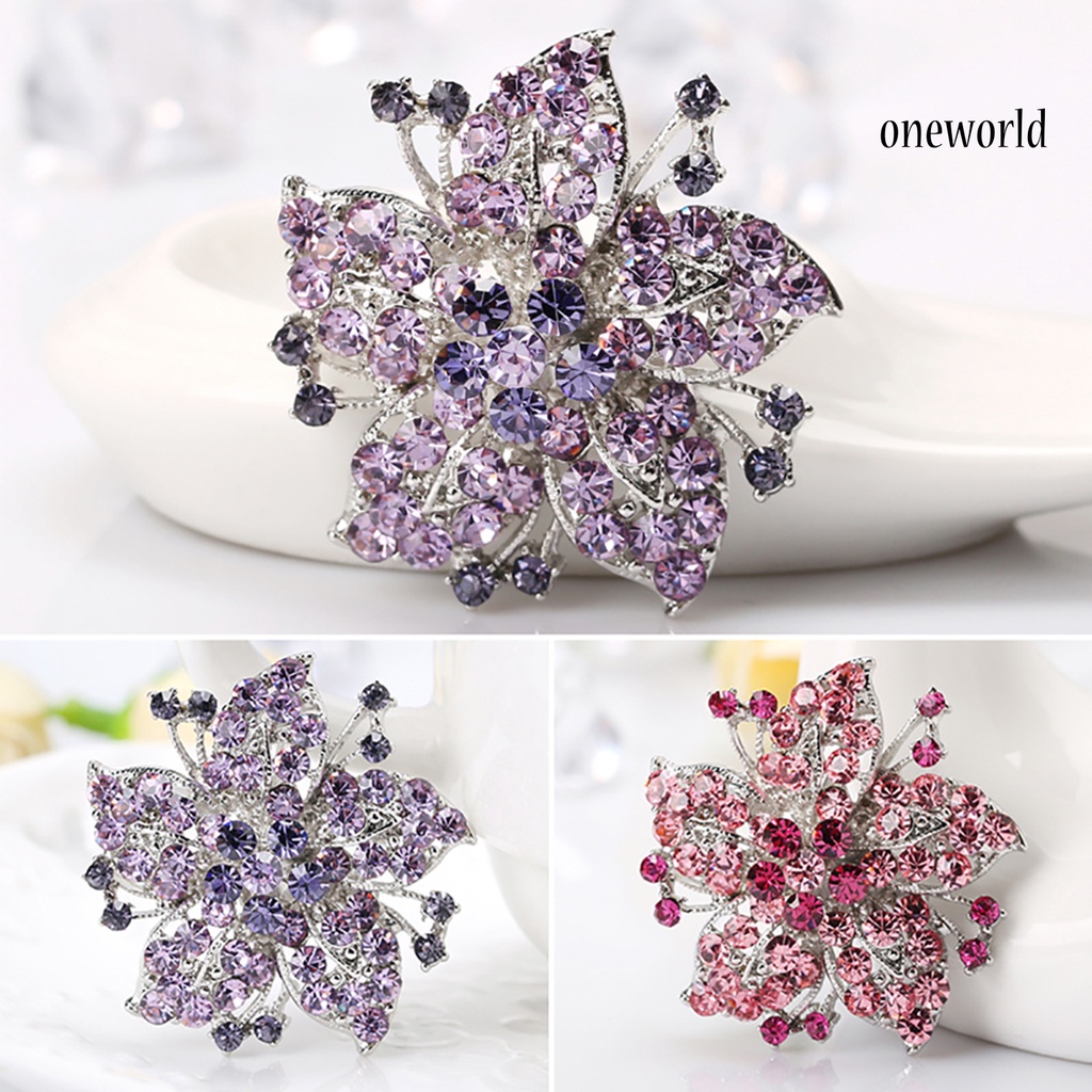 OW@ Badge Pin Elegant Creative Flower Shaped Flower Jewelry Brooch for Gift