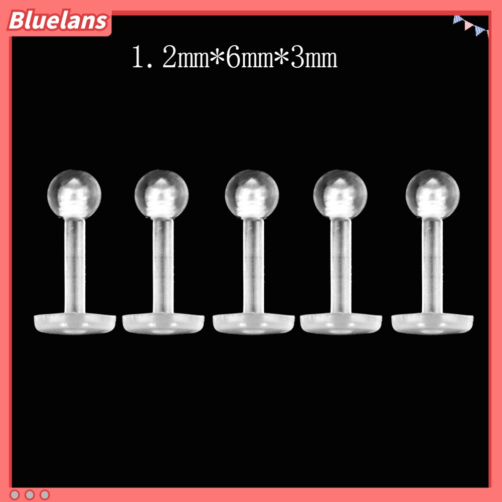 Bluelans 5Pcs Unisex Clear Round Nose Ear Lip Chin Ring Stud Bar Body Piercing Jewelry