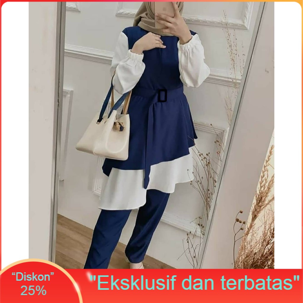 Setelan Wanita 3in1 Milano Set baju + Celana + Rompi Setelan Atas Bawah Termurah Satu Setel Cewek