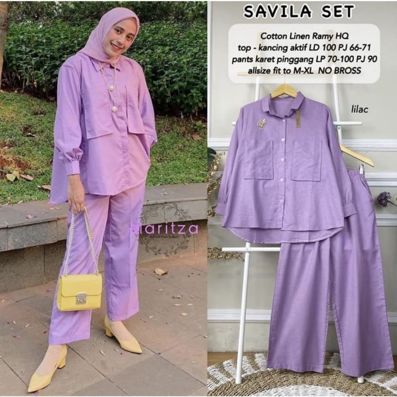SAVILA SET//ONE SET LINEN//SETELAN KULOT