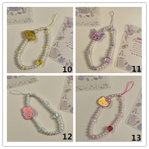 Tali Lanyard Manik-Manik Mutiara Akrilik anti Hilang Untuk Aksesoris Handphone DIY