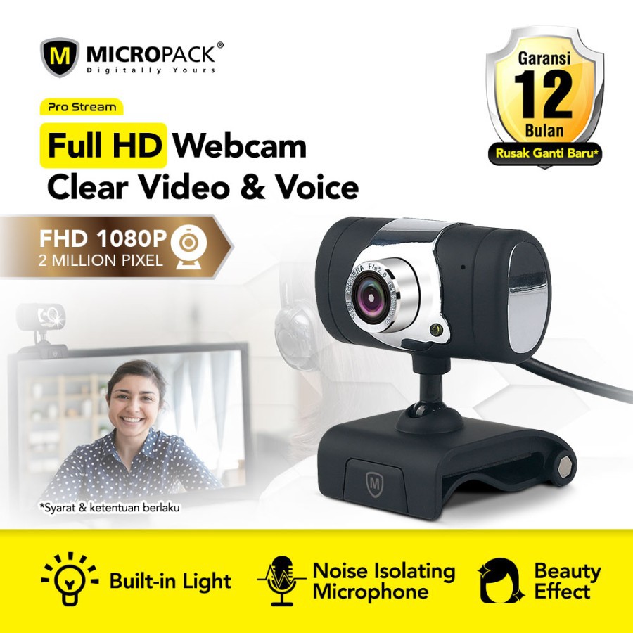 Micropack Full HD 1080P WebCam Built in Mic & Beauty Effect for PC & Laptop with Night Mode (MWB-13)