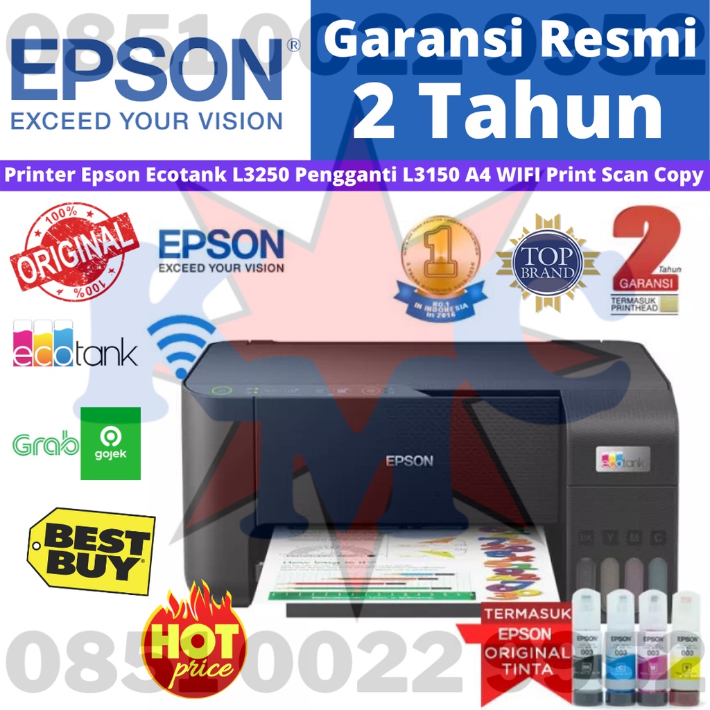 Epson EcoTank L3250 L 3250 A4 Wi-Fi All-in-One Ink Tank Printer (Pengganti  L3150)