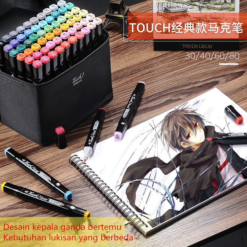 Stok siap:TouchFive 168 Warna Sketsa Spidol Umum Markers