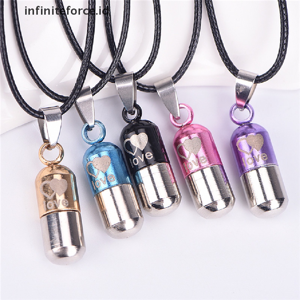 Kalung Liontin Kapsul Mini Bahan Metal Untuk Kenang-Kenangan