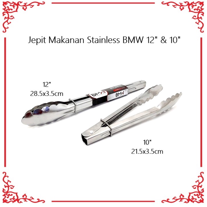 Capit/Jepit Makanan Stainless BMW 12&quot; &amp; 9&quot;