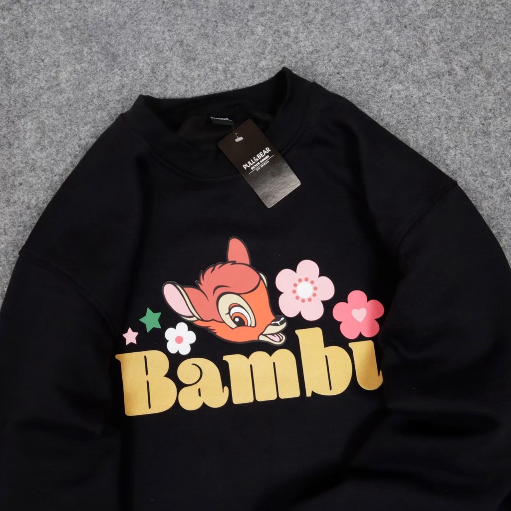 JAKET SWEATER CREWNECK BAMBI COTTON FLEECE MURAH