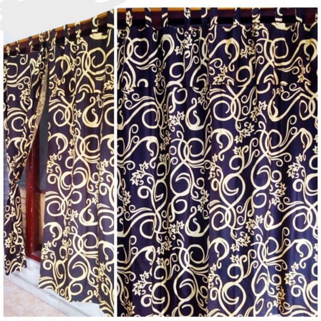 [ PINTU DAN JENDELA ] GORDEN TALI + PONI MOTIF ABSTRAK TERALIS COKLAT EMAS