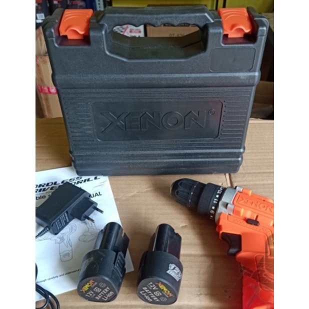 xenon cdd500 mesin bor cordless 12v 2 baterai