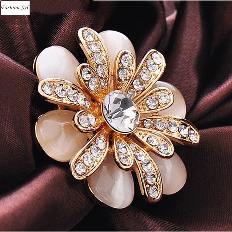 Pearl rhinestone scarf ring clip brooch pin M40012