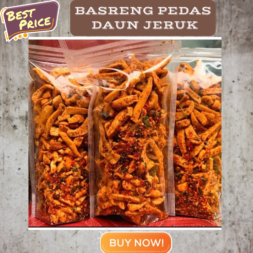 

HARGA MIRING CEMILAN BASRENG PEDAS DAUN JERUK/BASRENG VIRAL KEMASAN 100 GR EMBUN SNACK