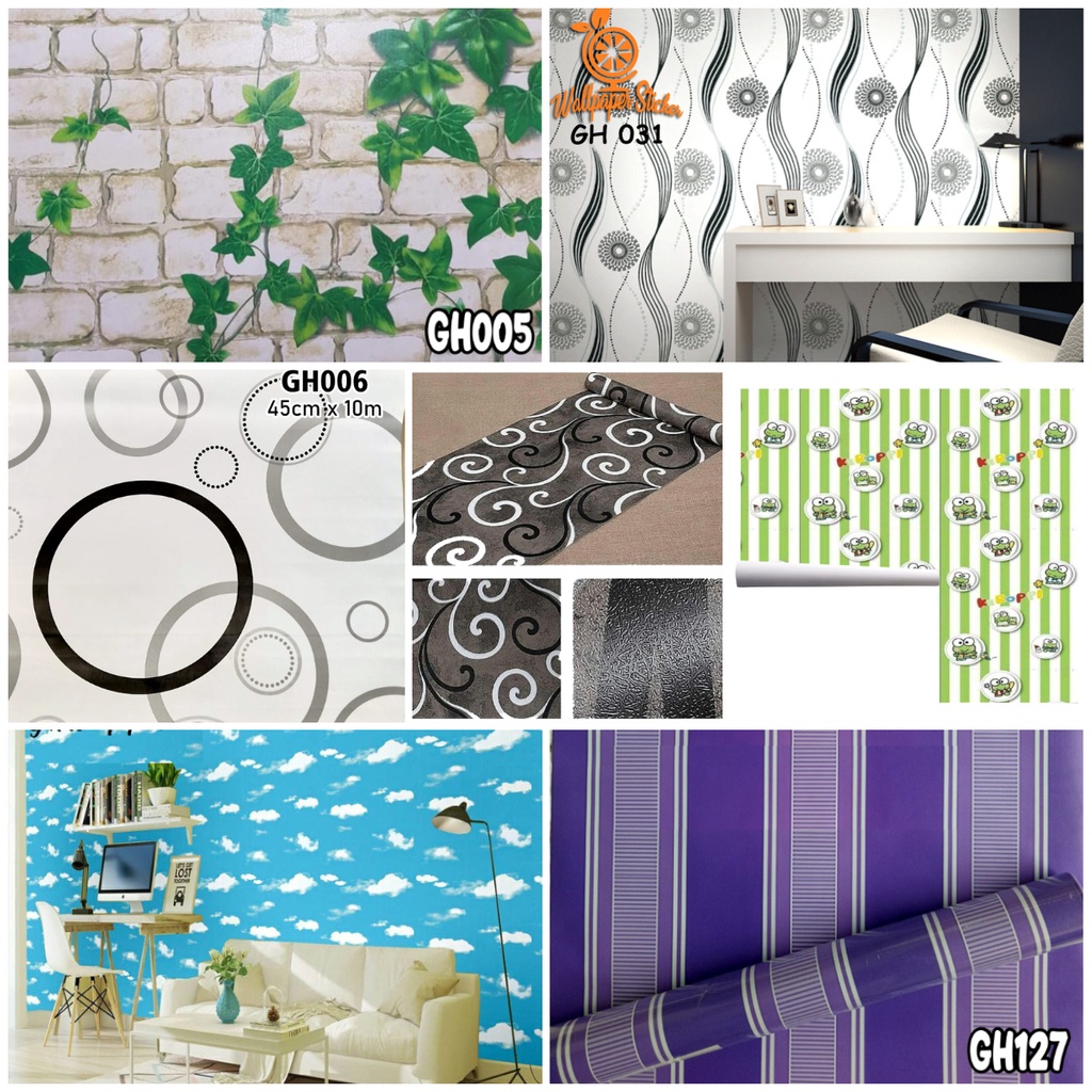 Wallpaper Dinding Wallpaper Aestetic Wallpaper ruang tamu Wallstiker motif elegan wallpaper waterproof GH  45Cmx5Mtr - Fantasidekorasi