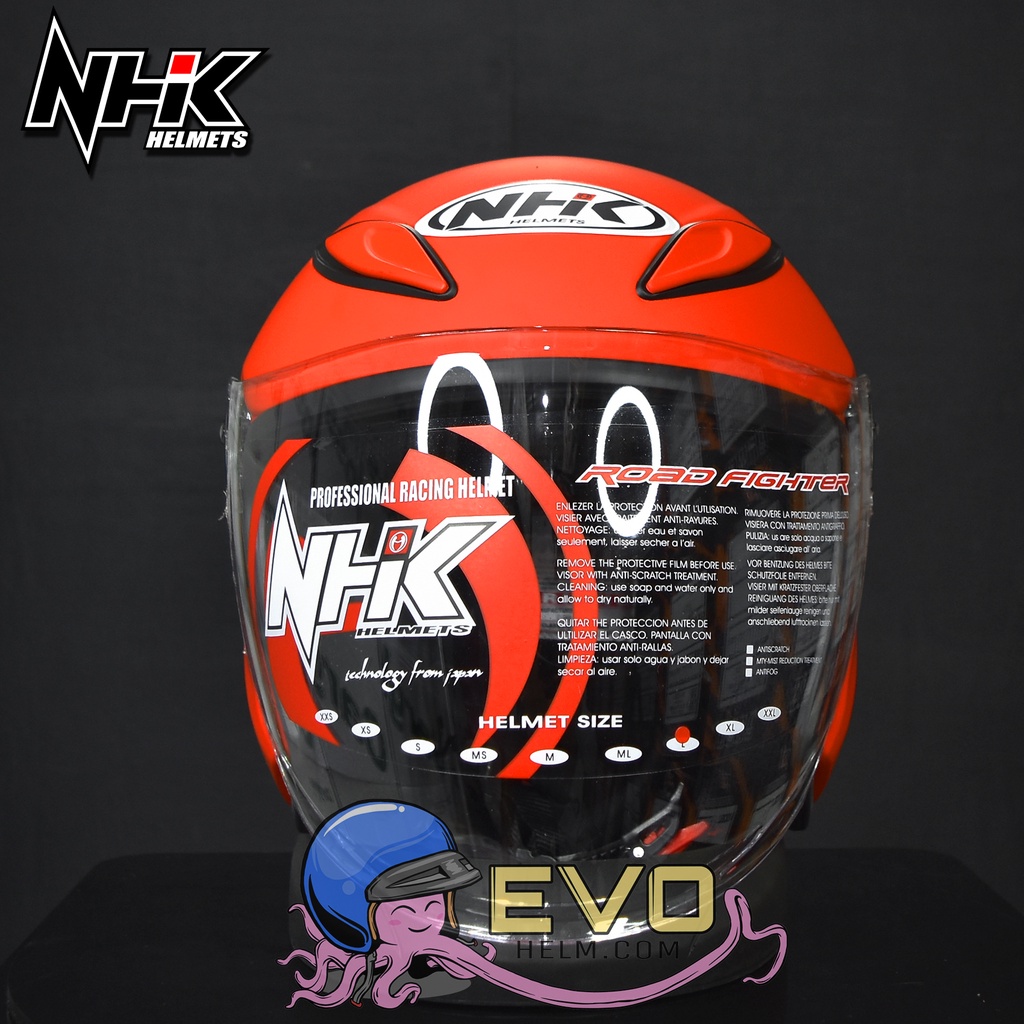 NHK R6 SOLID Half Face - Single Visor RED DOFF