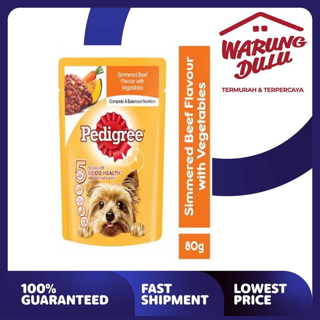 PEDIGREE POUCH SIMMERED BEEF VEG 80GR