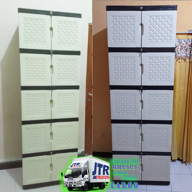 Lemari Plastik Aquose JUMBO Susun 5 full kunci [KHUSUS JASA KIRIM CARGO]