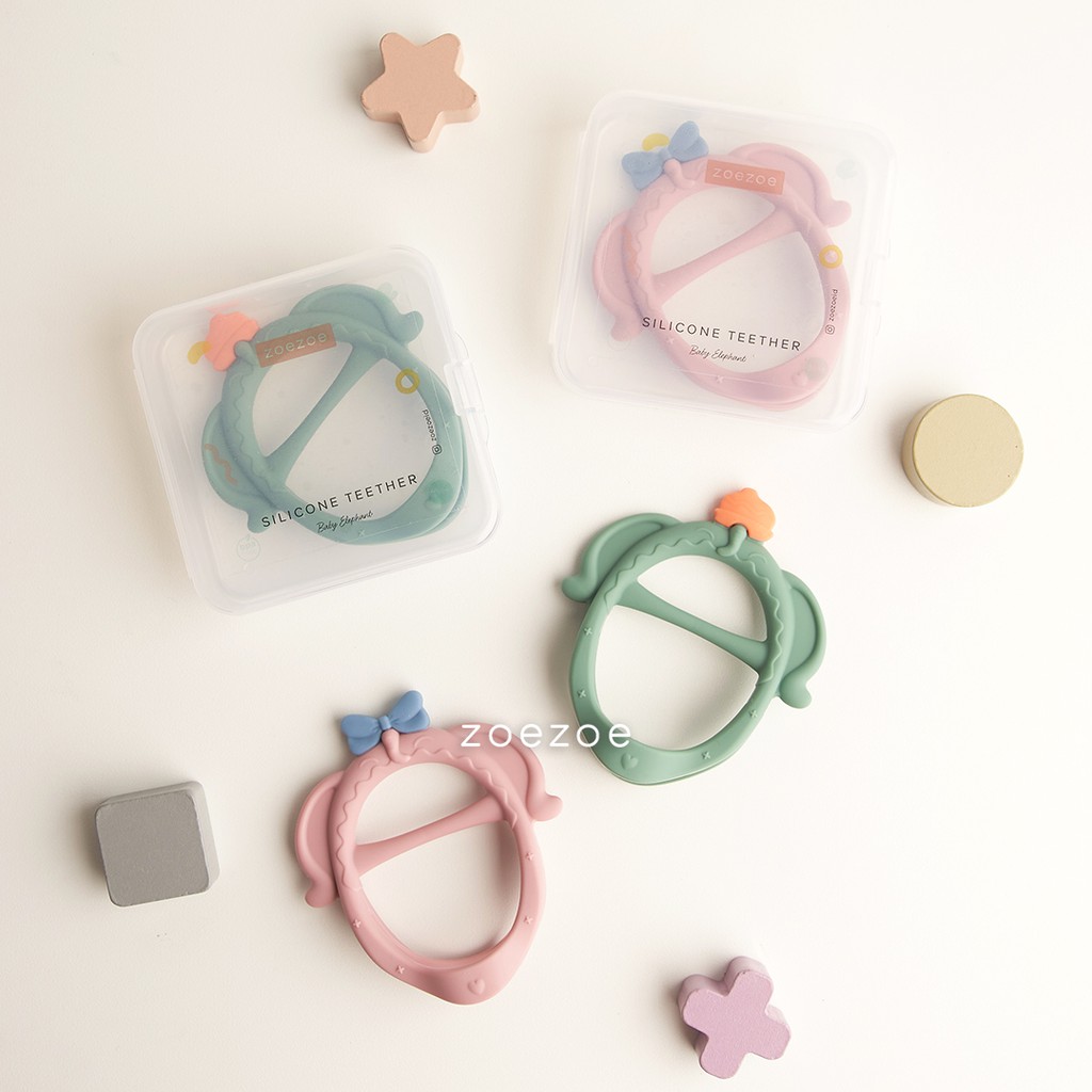 ZOEZOE Teether Silicone Baby Elephant Gigitan Bayi Bentuk Gelang Premium