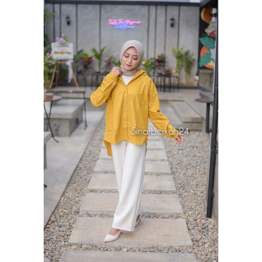 Olivia Shirt - Kemeja Oversize Linen Wanita - Kemeja Linen - Oversized Shirt Linen