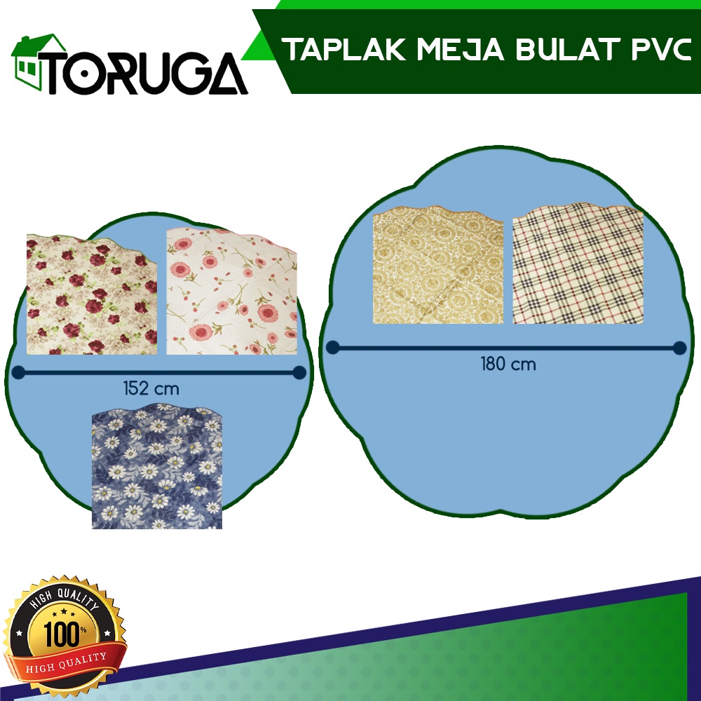 TAPLAK ALAS MEJA MAKAN TAMU BULAT ANTI AIR BAHAN PVC 150x150cm