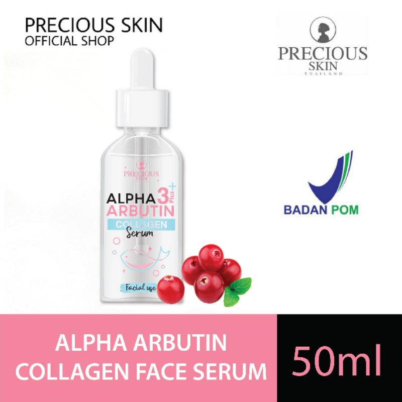 Alpha Arbutin 3Plus Whitening Glow &amp; Shine Collagen Face Serum Pemutih Wajah Original BPOM