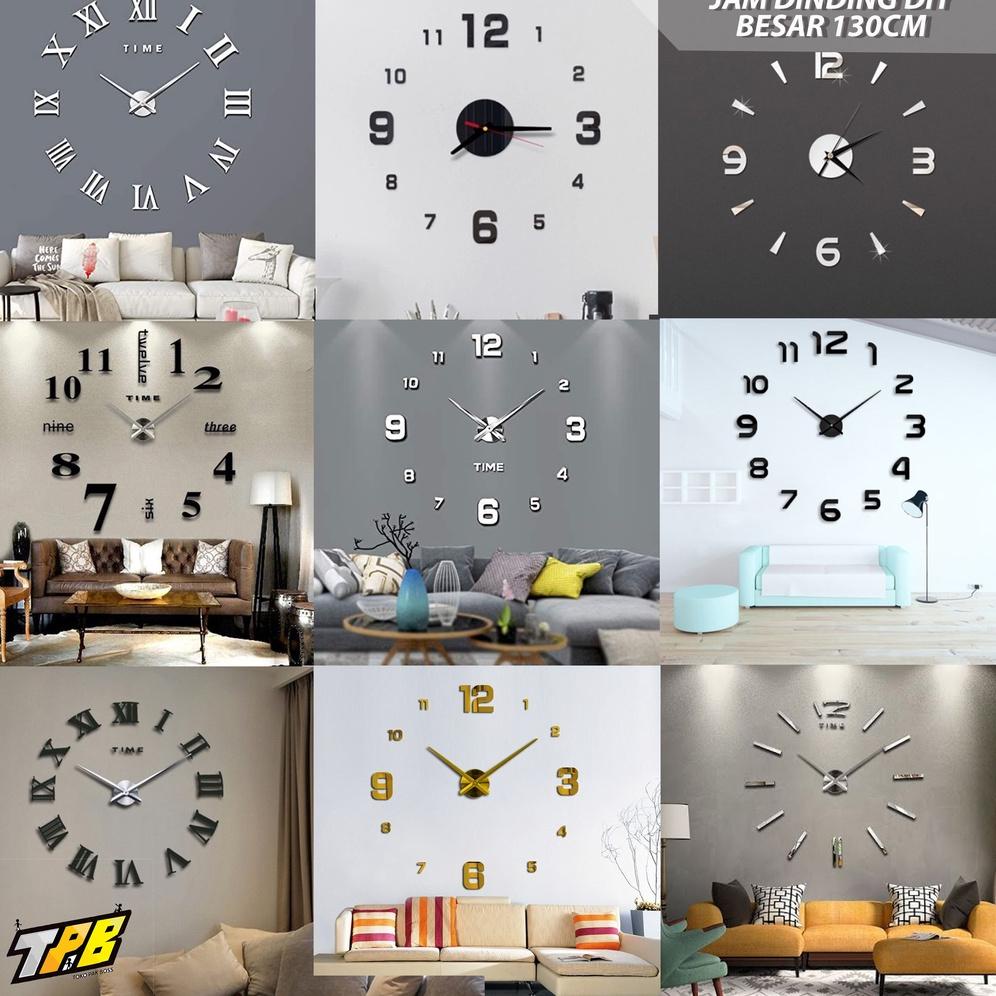 [KODE PQYDO] Jam Dinding DIY Besar Jam Hiasan Giant Wall Clock 80-130cm 130cm 130 cm Diameter clock 