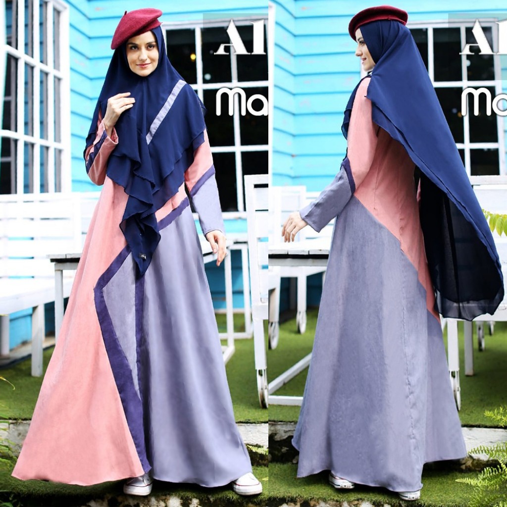 MAHIRA by Aluna Mirranda Gamis Set Khimar Syari Casual Kombinasi 3 Warna Best Seller Original Brand