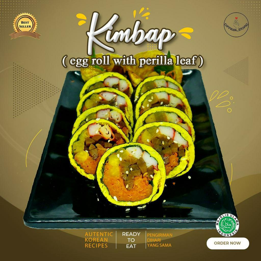 

Kimbab Egg Roll With Perilla Leaf Korean Dish