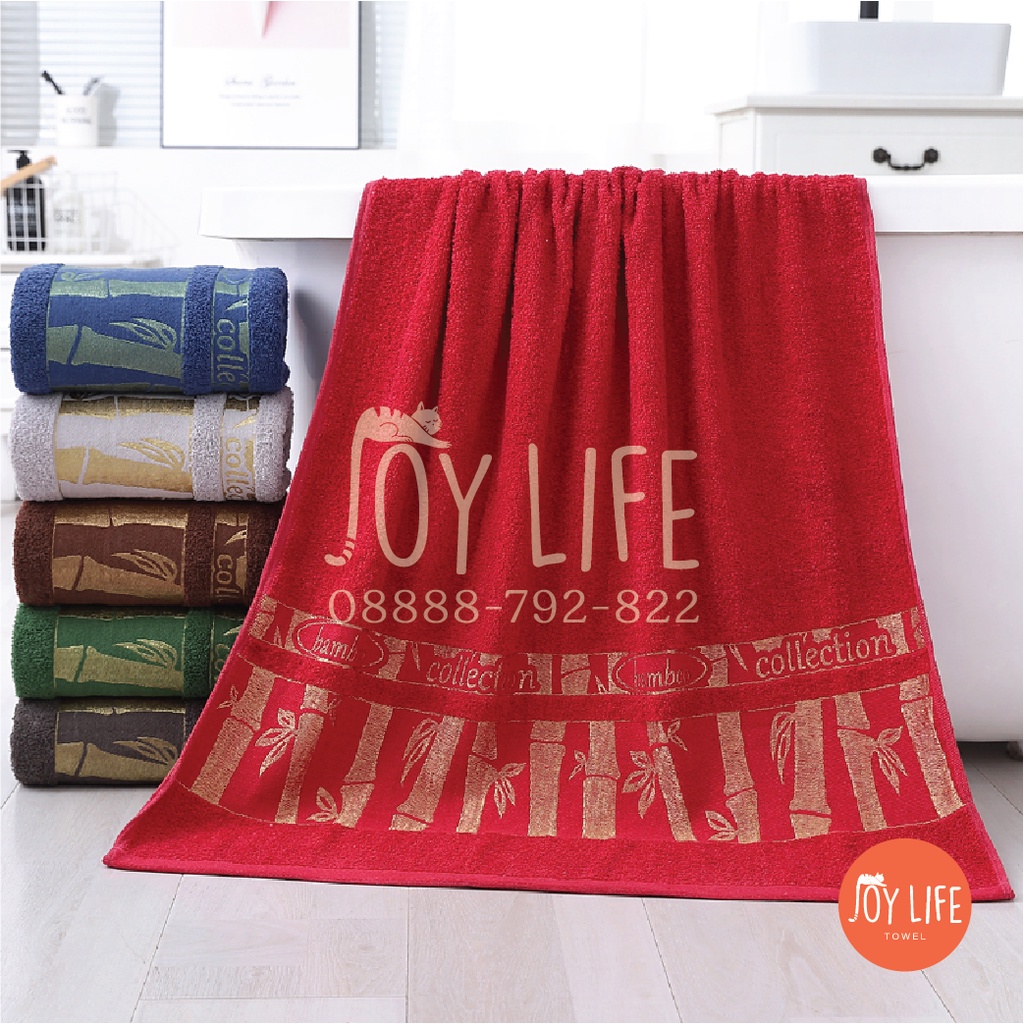 Handuk mandi katun 80cmx160cm &amp; 70cmx140cm / handuk dewasa / motif bamboo tebal dan lembut