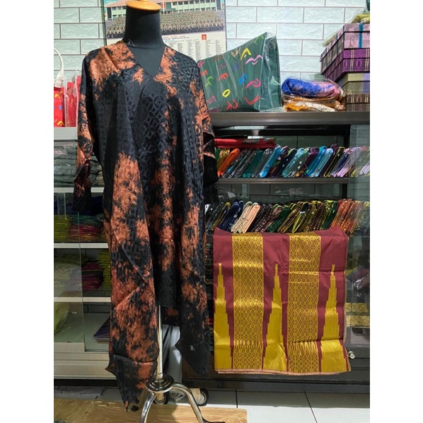 BAJU BLOUSE / BAJU BODO TUNIK GRADIASI WARNA HITAM DAN TEMBAGA KHAS MAKASSAR SULAWESI SELATAN